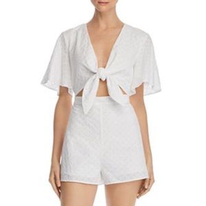 NWT leRumi “Olivia” White Romper - Self tie cutout